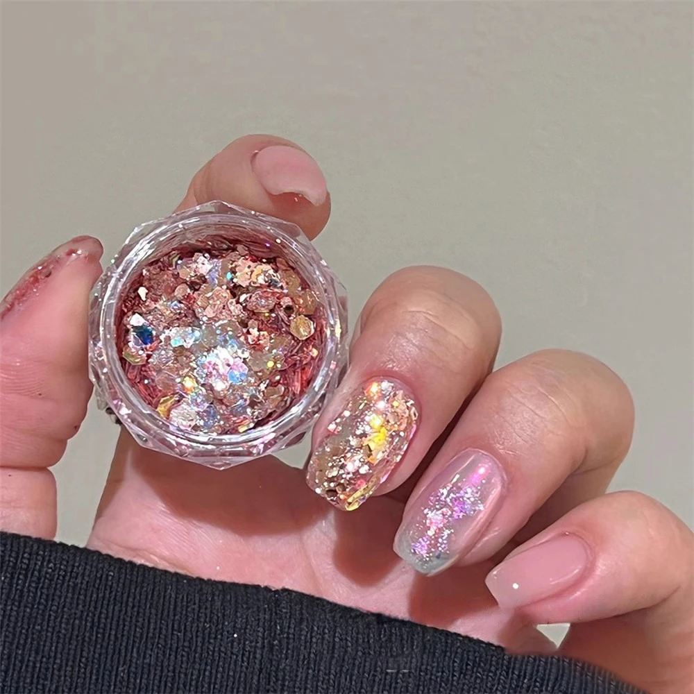 Brokatowy brokat do paznokci cekiny Aurora seria róż świeży Macaroon Manicure cekiny piękno i zdrowie Aurora nieregularne nowe