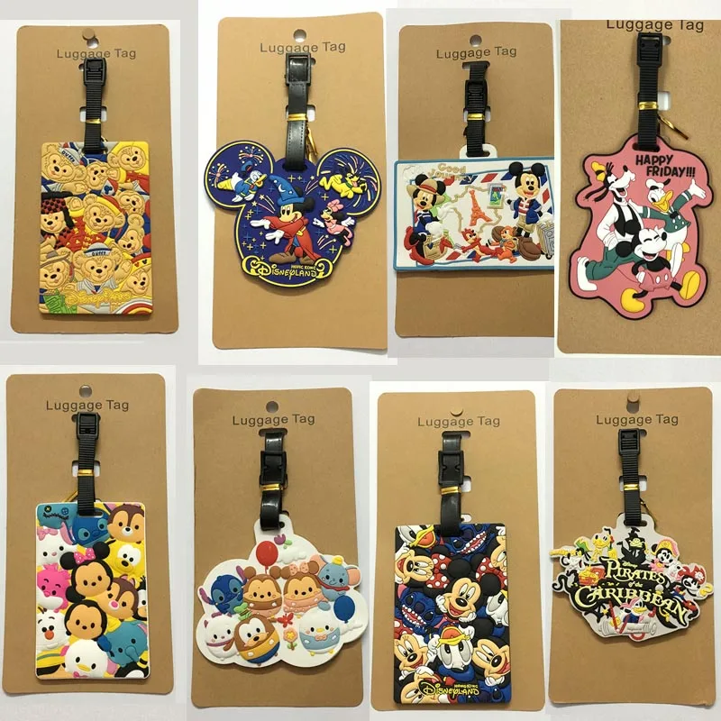 Disney Travel Accessories Square Mickey Luggage Tag Suitcase Fashion Style Silicon Portable Travel Label  ID Addres Holder