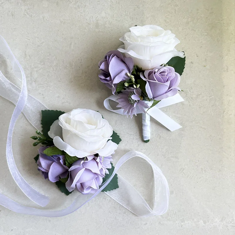 Ramo de flores de boda para damas de honor, ramillete de graduación de rosas de tela, accesorios de centro de mesa de boda