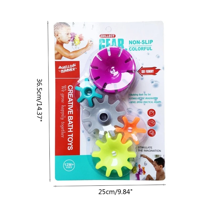 Baby Bath Toys Colorful Suction Cup Gear Wheel Type Dabbling Toy Infants Bathtub Toys Small Waterwheel