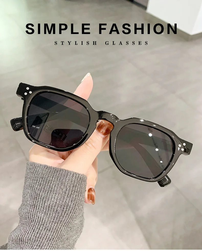 

New round frame rice nail glasses senior sense of fashion sunglasses in Europe and the United States plate sunglasses