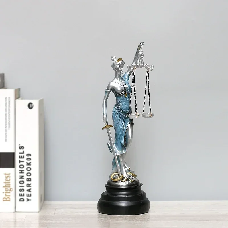 Ancient Greek Fairy Goddess of Justice Themis Figurine Resin Statue Ornaments Home Room Decoration Office Decoration Craft Gifts