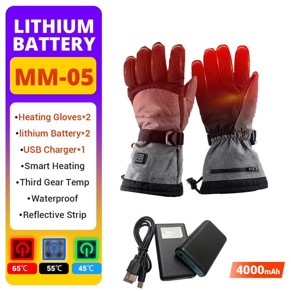 

Мотоциклетные перчатки с подогревом на батарейках Moto Guantes, зимние водонепроницаемые перчатки, электрические термоперчатки, сноубордические лыжи, уличные