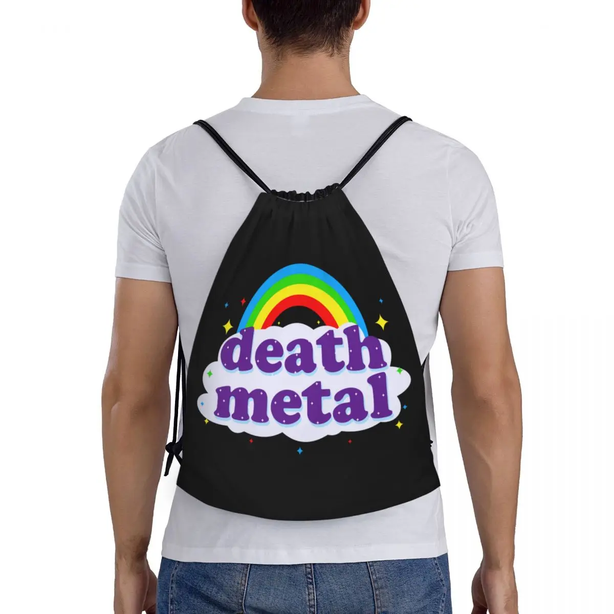 Custom Rock Music Death Metal Drawstring Bag for Training Yoga Backpacks Women Men Sports Gym Sackpack