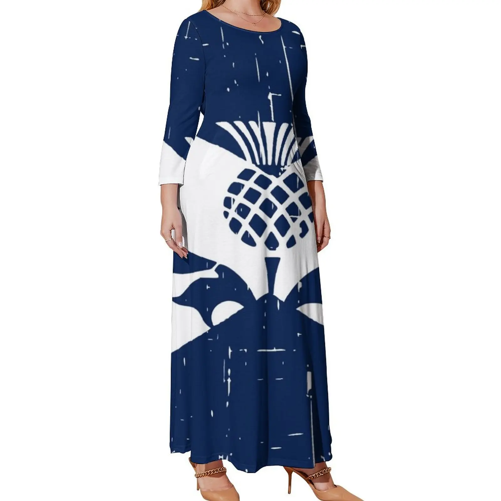 

Saltire Scottish Flag and Scottish Thistle Long Sleeved Dress prom clothes dresses ladies 2024 summer women's evening dresses