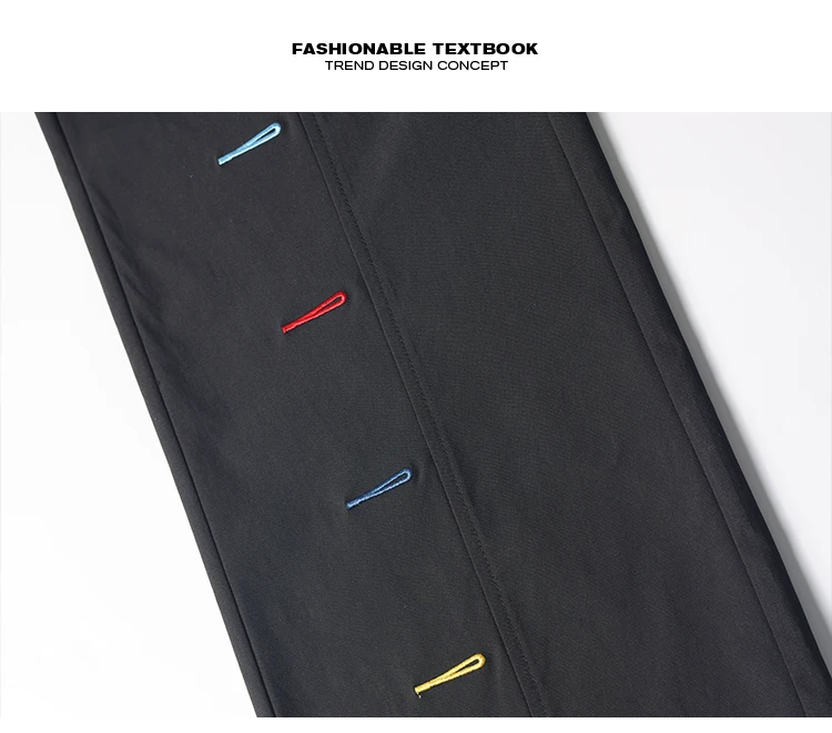 Bunte Herrenhose mit Ziernähten, weitem Bein, elastischem Bund, Kordelzug, lockerer, gerader Schnitt, lässige Streetwear-Sport-Hose – Detail 7
