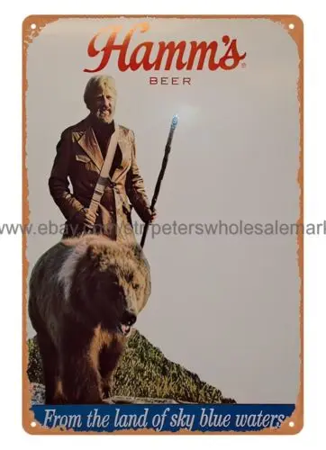 garage wall art Hamm's Beer Man with Bear man cave dinning metal tin sign