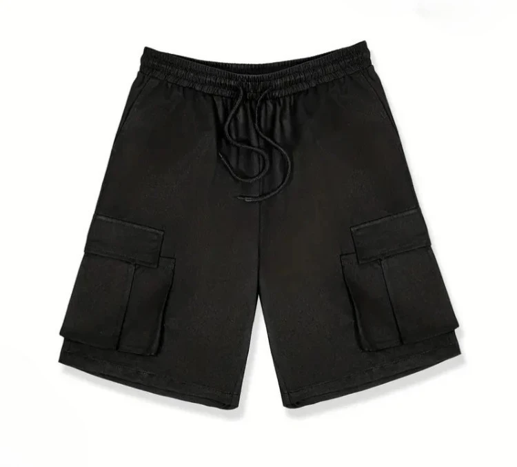 2026Summer Men's Cargo Shorts Solid Color Multi-Pocket Casual Baggy Work Short Pants Men City Fashion American Street Shorts Man