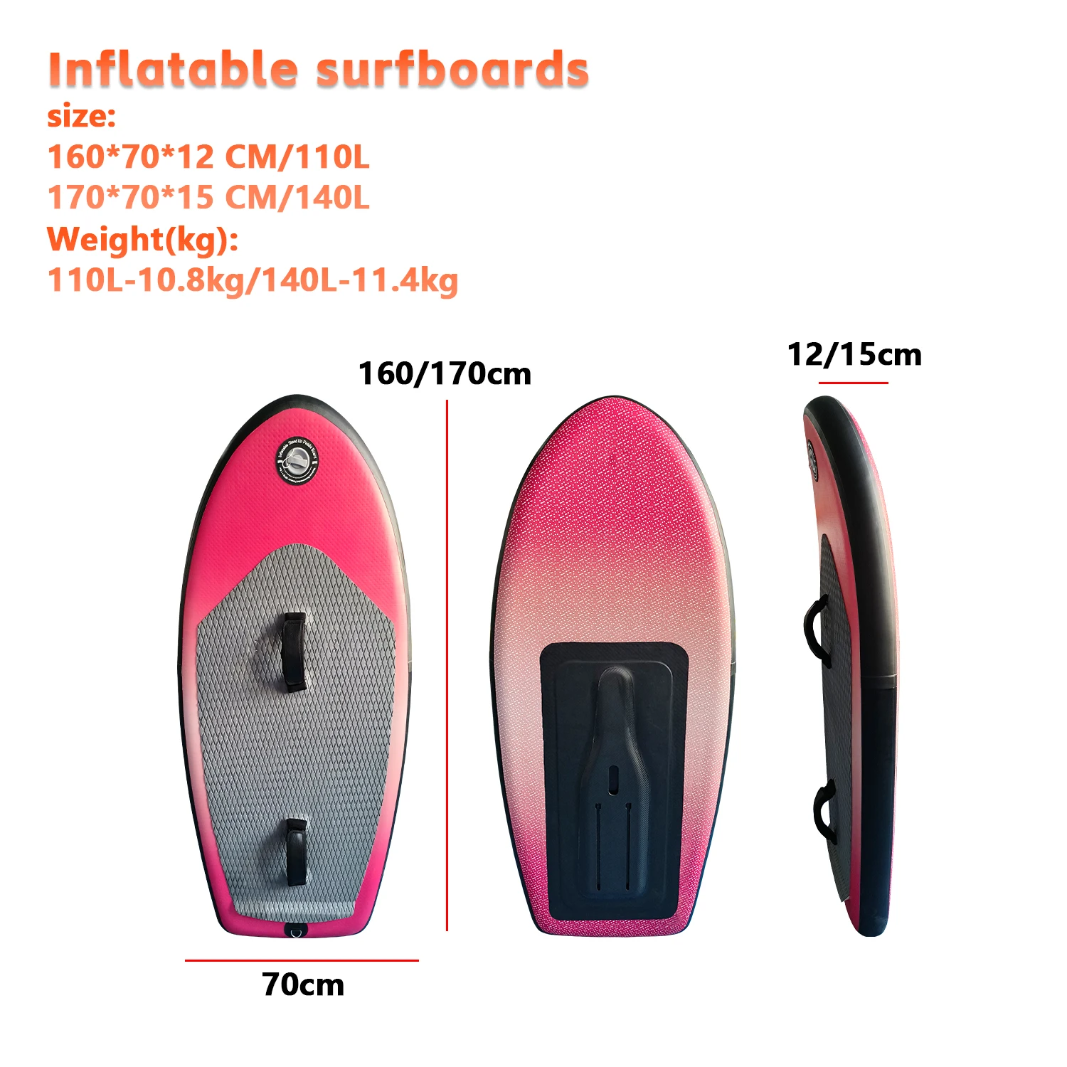 Reinforced brushed PVC, lightweight, foldable, easy to carry, inflatable carbon fiber hydrofoil, surfboard, water sports