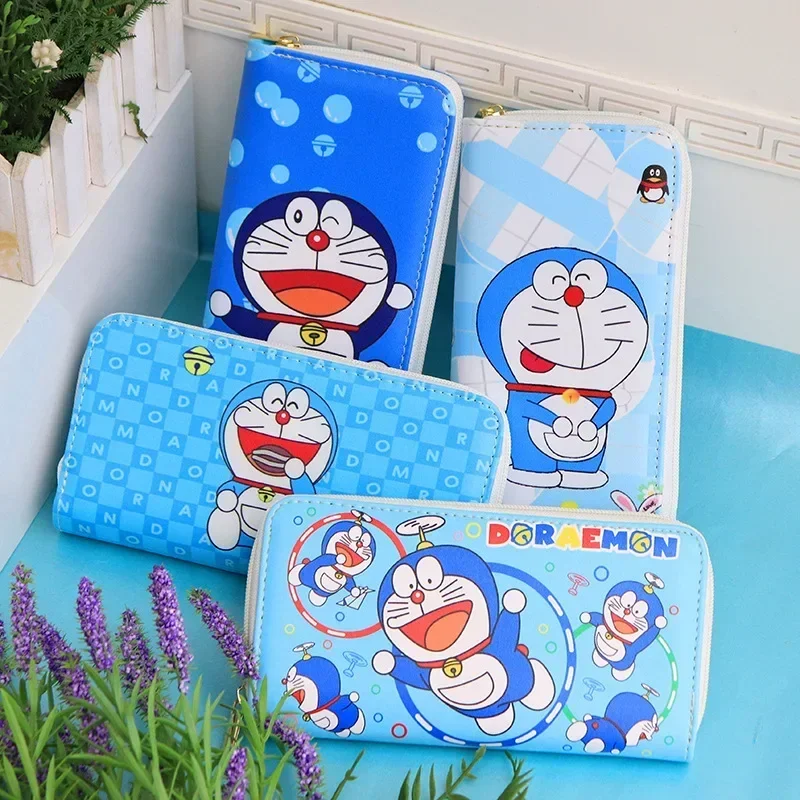 

Doraemon storage coin purse pu clutch long wallet boy girl zipper card holder mobile phone bag