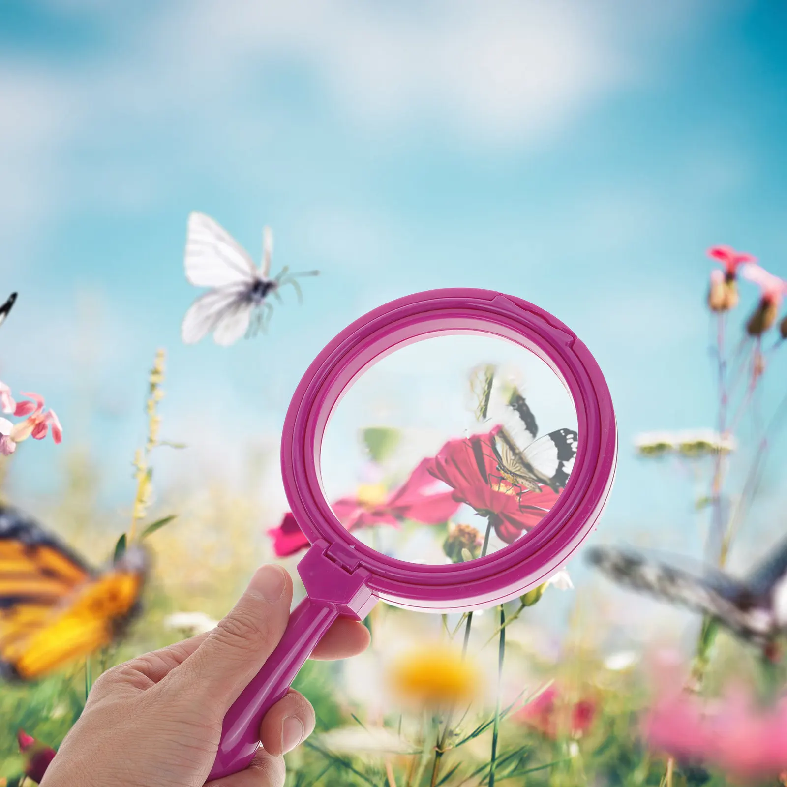 Kids Handheld Magnifier Purple Portable Reading Magnifying Glass for Nature Observation Learning Outdoor Exploration Handheld