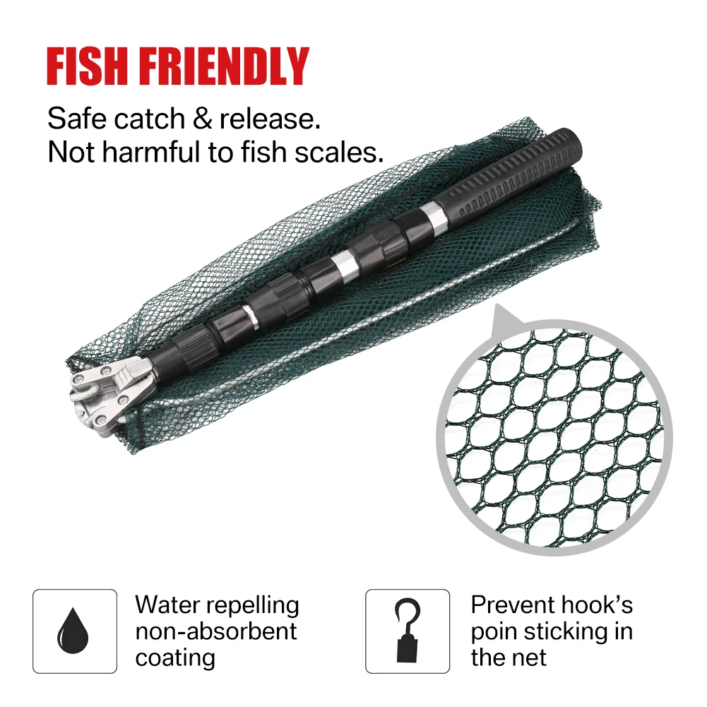 Ultra-lightweight Foldable Fishing Net 1.3m Durable Aluminum Alloy Telescopic Handle Ideal For Outdoor Pond River Ocean Fishing
