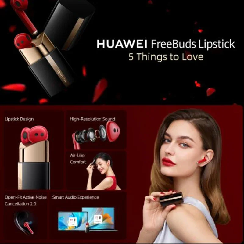 Original Huawei FreeBuds Lipstick Wireless Bluetooth Headphone Touch Control Earphone Noise Canceling Headset With Microphone