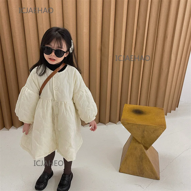 

Одежда для девочек-подростков, детская толстая куртка с пуховыми рукавами в корейском стиле для девочек, верхняя одежда, костюм, зимнее стеганое пальто, детское пальто с вышивкой