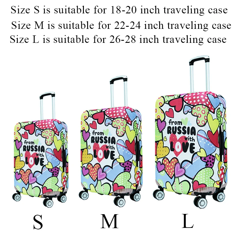 Freeshipping 18-24 Inch Suitcase Protective Cover Elastic Luggage Protector Cartoon Heart Bear Printed Trolley Dust Cover