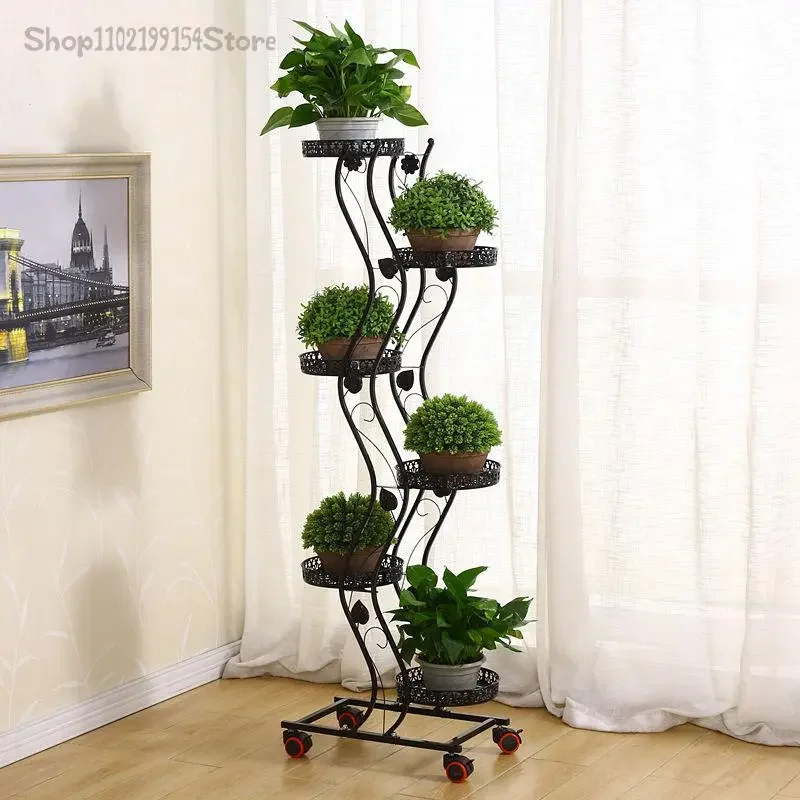 European-style Wrought Iron Multi-layer Indoor Floor-to-ceiling Green Radish Flower Shelf Living Room Storage Balcony Succulent