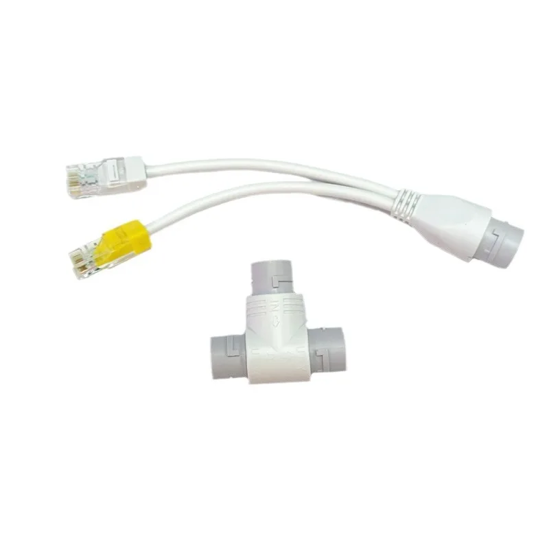 POE Camera Simplified Wiring Connector, Splitter, 2-in-1 Network Cabling Connector, Three-way RJ45 Head Security Camera Install