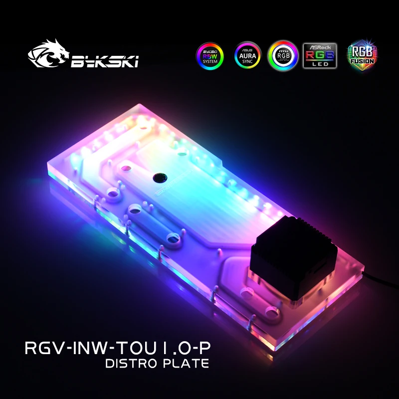 Bykski Akrilik Plat/Papan Distro Digunakan untuk IN WIN TOU1.0 Casing Untuk CPU dan GPU Block / 3PIN RGB Light / Intead Reservoir