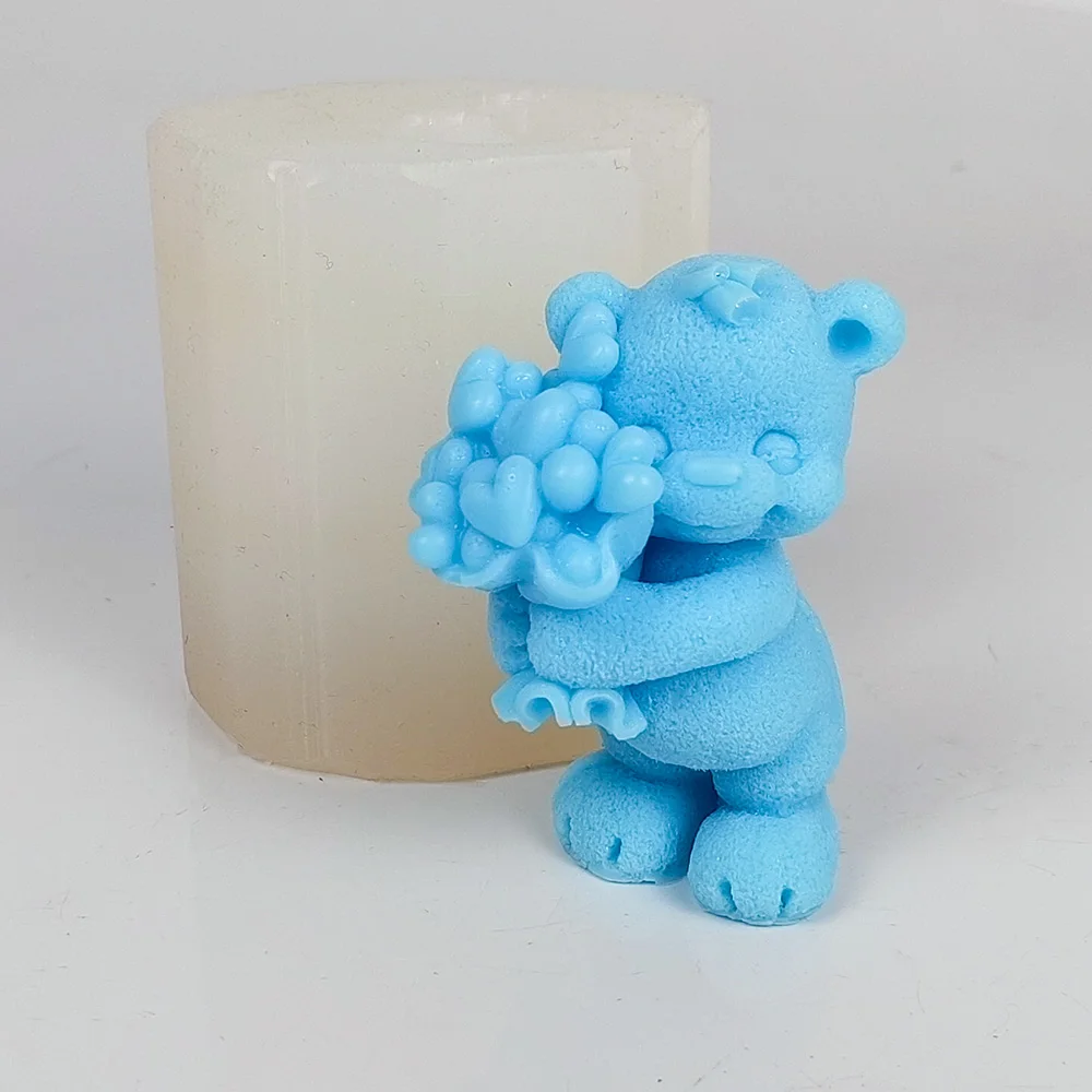 

3D Molds Teddy Bear Cement Candle Silicone Mold Cute Bear Animal Shape Mould Aromatherapy Plaster Mold Fondant Cake Mould Tools