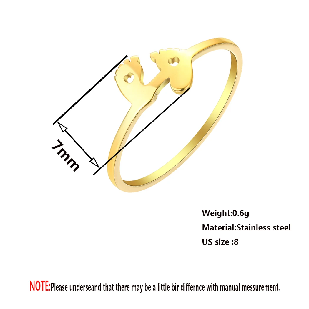 Kinitial Stainless Steel Baby Feet Simple Rings For Women Girls Baby Shower Motherhood Jewelry Finger Ring Bague Gift