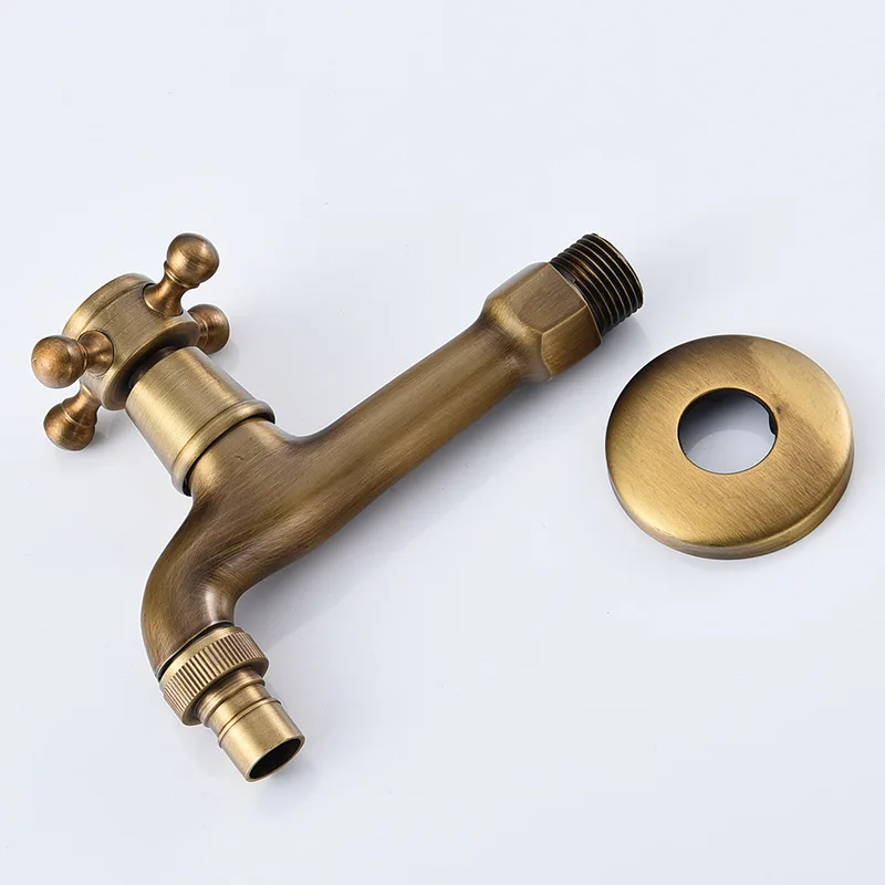 Wall Mounted Faucet Brass Single Cold Sink Tap Vintage Water Tap for Bathroom Washing Machine Sink Mop Pool Outdoor Garden