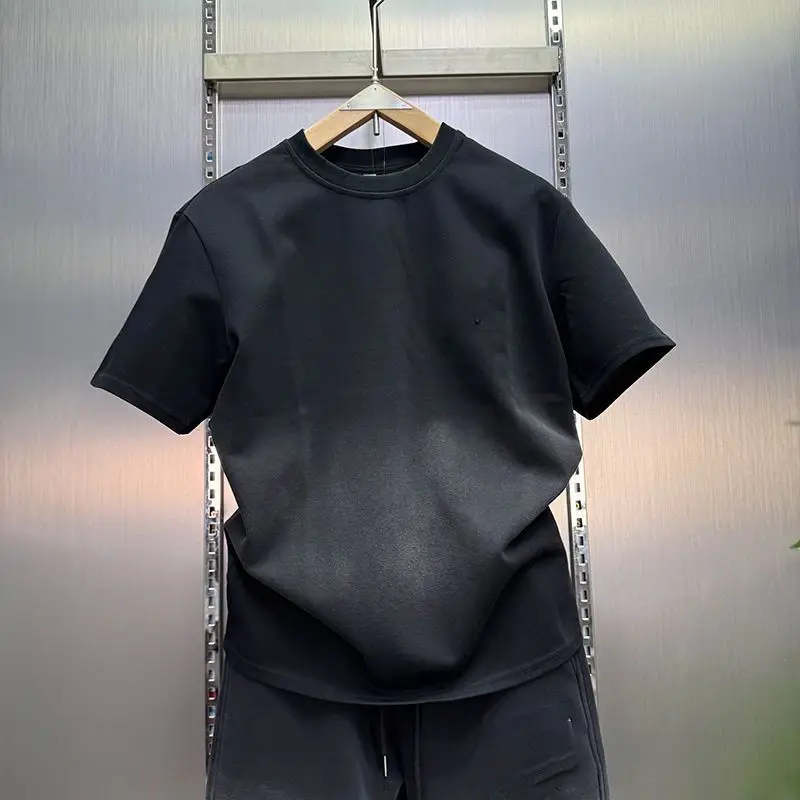 Traje casual de alta calidad para hombre, conjunto completo a la moda con top teñido, pantalones, ropa deportiva coreana de 2 piezas, holgada y cómoda.