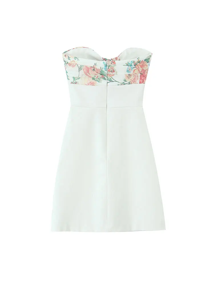 2025 Summer Women's Floral Printed Bow Mini Dresses Off Shoulder Corset Dress Fashion Casual Elegant Party Dress