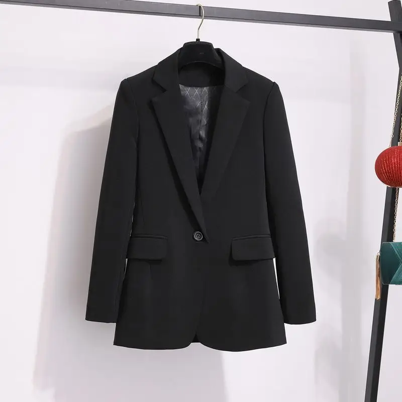 

Ele Bla Slim Fit Women's Spring Autumn Faionable Casual Retro Sle Small Size Slimming Suit Jaet