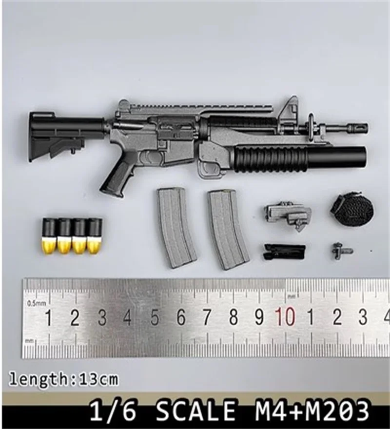 1/6 scena żołnierza zabawka broń wojskowa M4 M4A1 M4 SOPMOD M4 + M203 XM177 M16 MK12 Model figurek 12 \'\'ciało w magazynie