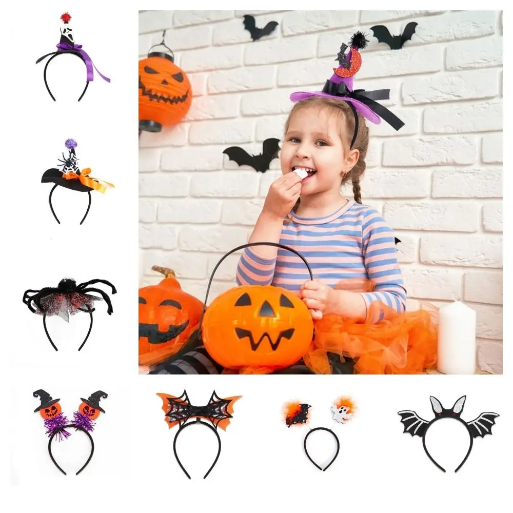 Bats Halloween Headband Spider DIY Hair Accessories Pumpkin Hairbands Non Slip Headwear Spider Web Head Wrap Children/Kids