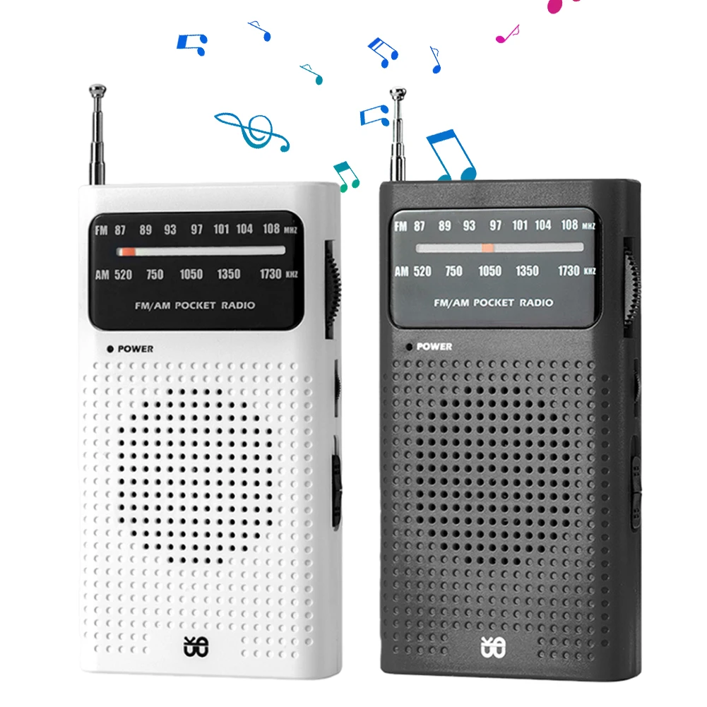Rádio portátil pequeno com bateria aa de banda completa, mini ponteiro am fm, rádio de bolso para corrida, viagem, ponteiro analógico