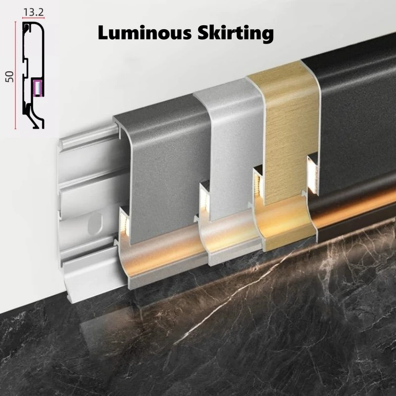 H5/6/8cm Super Narrow LED Wall Skirting Line Minimalist Aluminium Profile Floor Baseboard Silicone Neon Strip Light Diffuser