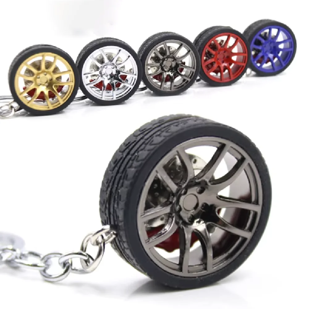 

Creative Car Wheel Turbo Keychain Rearview Mirror Pendant With Brake Discs Car Decoration Auto For Women Men Gift Accessories