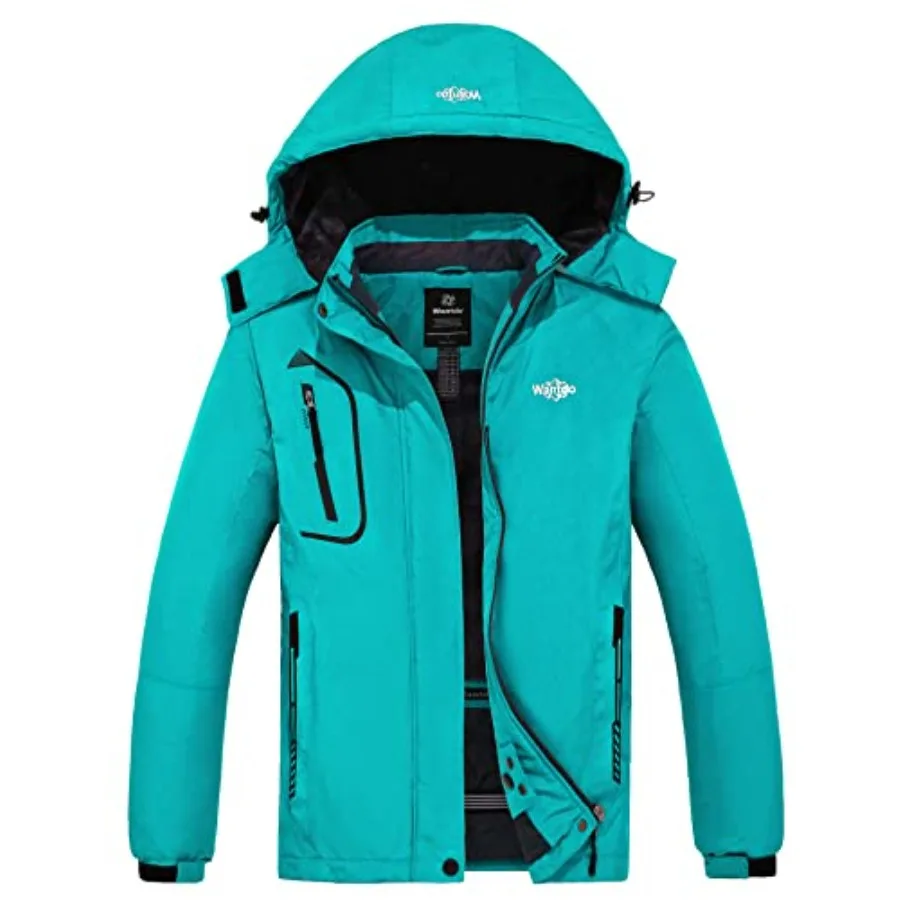 

wantdo Women's Mountain Waterproof Ski Jacket Windproof Rain Jacket Winter Warm Hooded Coat