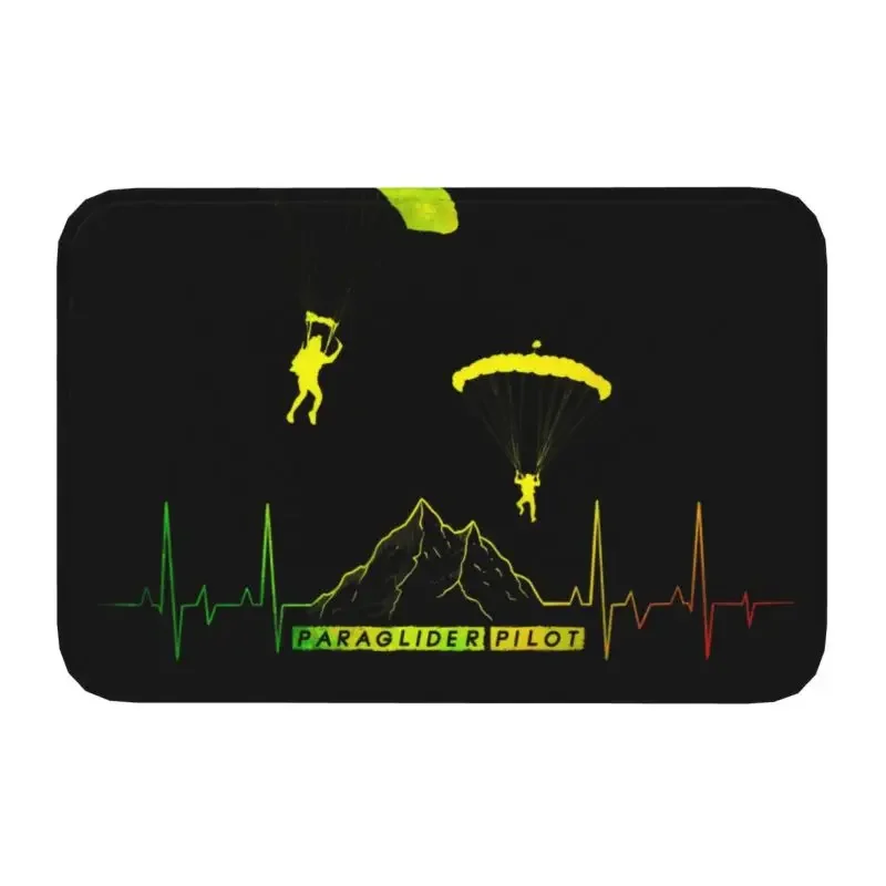 Custom Heartbeat Paraglider Pilot Doormat Anti-Slip Entrance Kitchen Bathroom Floor Door Mat Toilet Rug Carpet Footpad