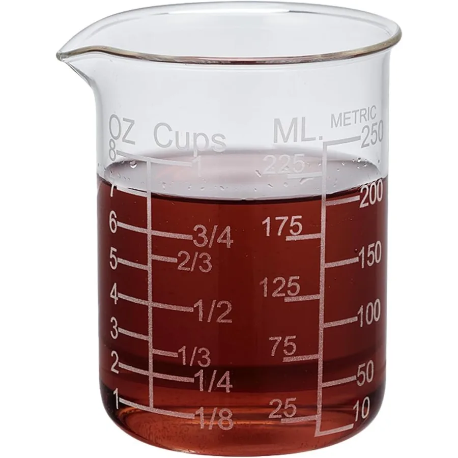

Ackers Etched Graduated Glass Measuring Cup - V-Shaped Spout- High Borosilicate Glass Measuring Cup for Kitchen or Dining Easy