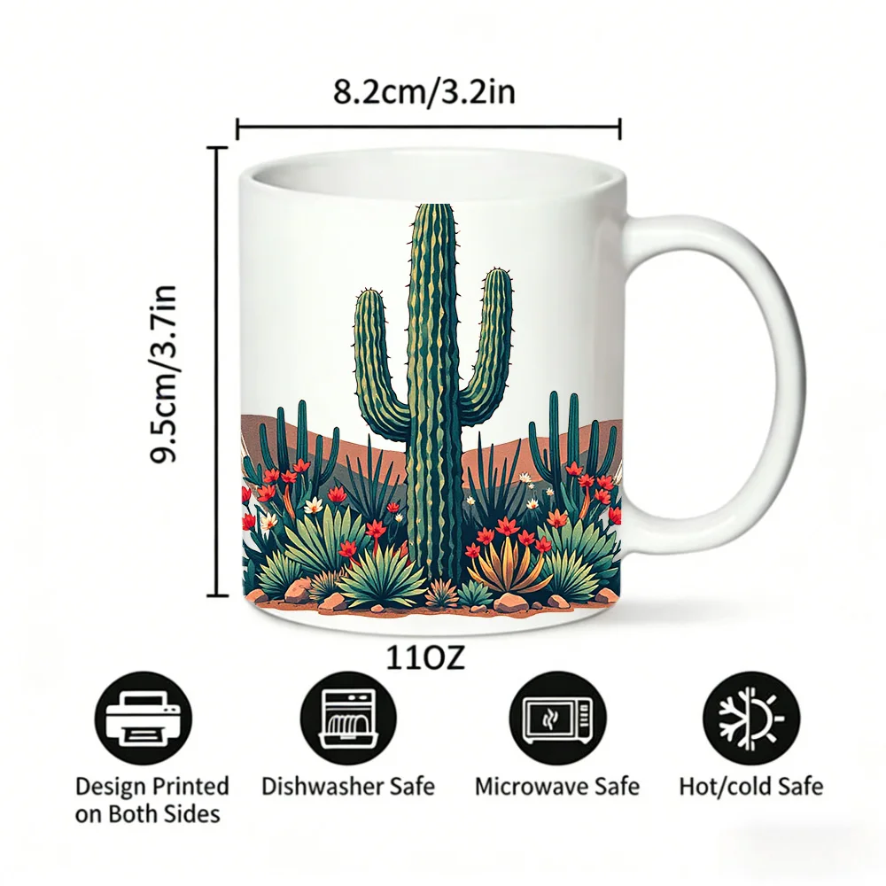 Independence Day Mug Coffee Cup Ceramic Cup Desert Sunrise A Cactus Garden in Warm Hues