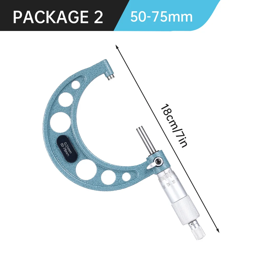 4-teiliges Außenmikrometer-Set, Werkzeug für Maschinisten, 0-4" 0-100mm, 4 Präzisionsmikrometer mit 0,01mm Genauigkeit, Hartmetall-Mikrometer-Set, Messwerkzeuge – Detail 4