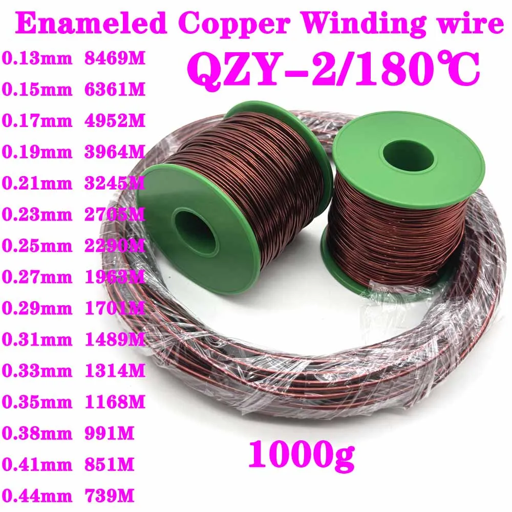 

1000g copper wire Magnet Wire Enameled Copper QZY-2/180℃ Winding wire Coil Copper Wire Winding wire High temperature resistance