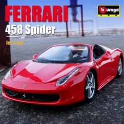 Bburago 1:24フェラーリ458イタリア合金スポーツカーモデルdiecasts金属おもちゃのレーシングカーモデルシミュレーションコレクション子供ギフト