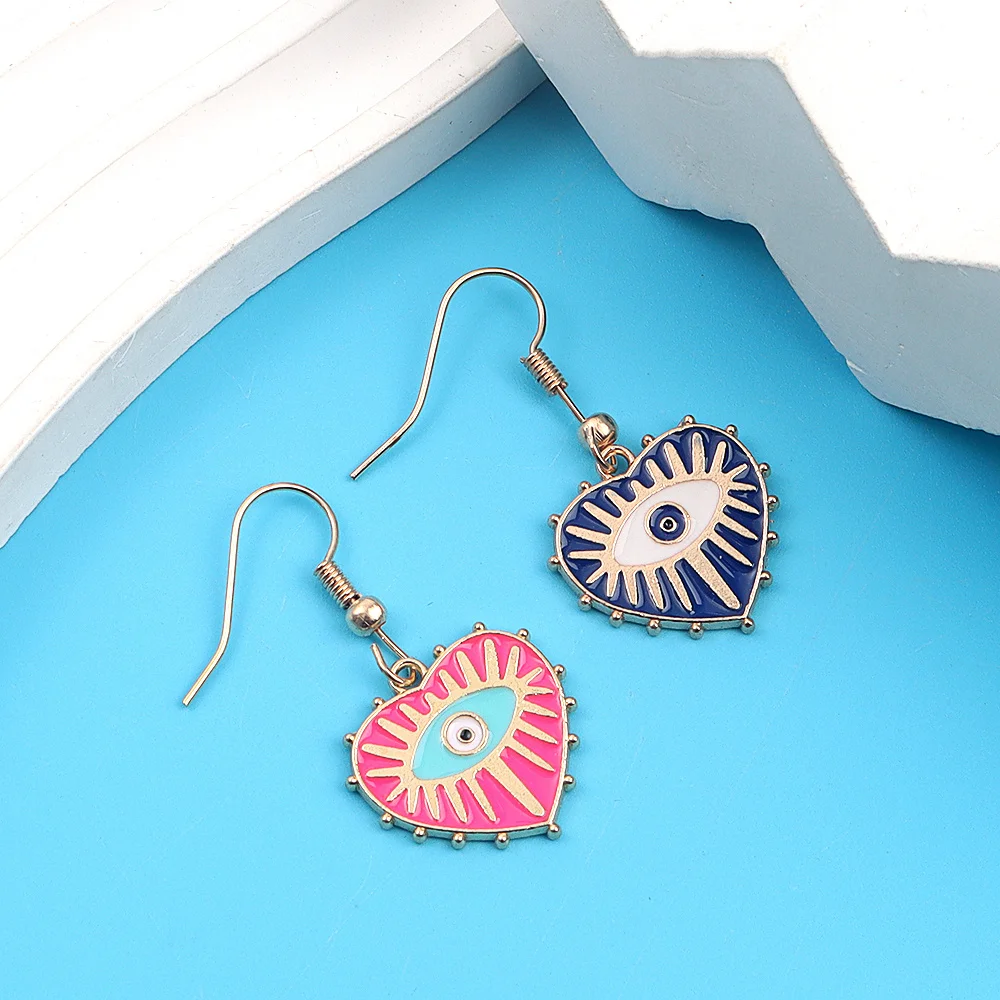 1/6/12 Buah Liontin Mata Setan Berbentuk Hati Multiwarna, Anting DIY, Natal, Thanksgiving, Aksesori Hadiah Pesta Halloween