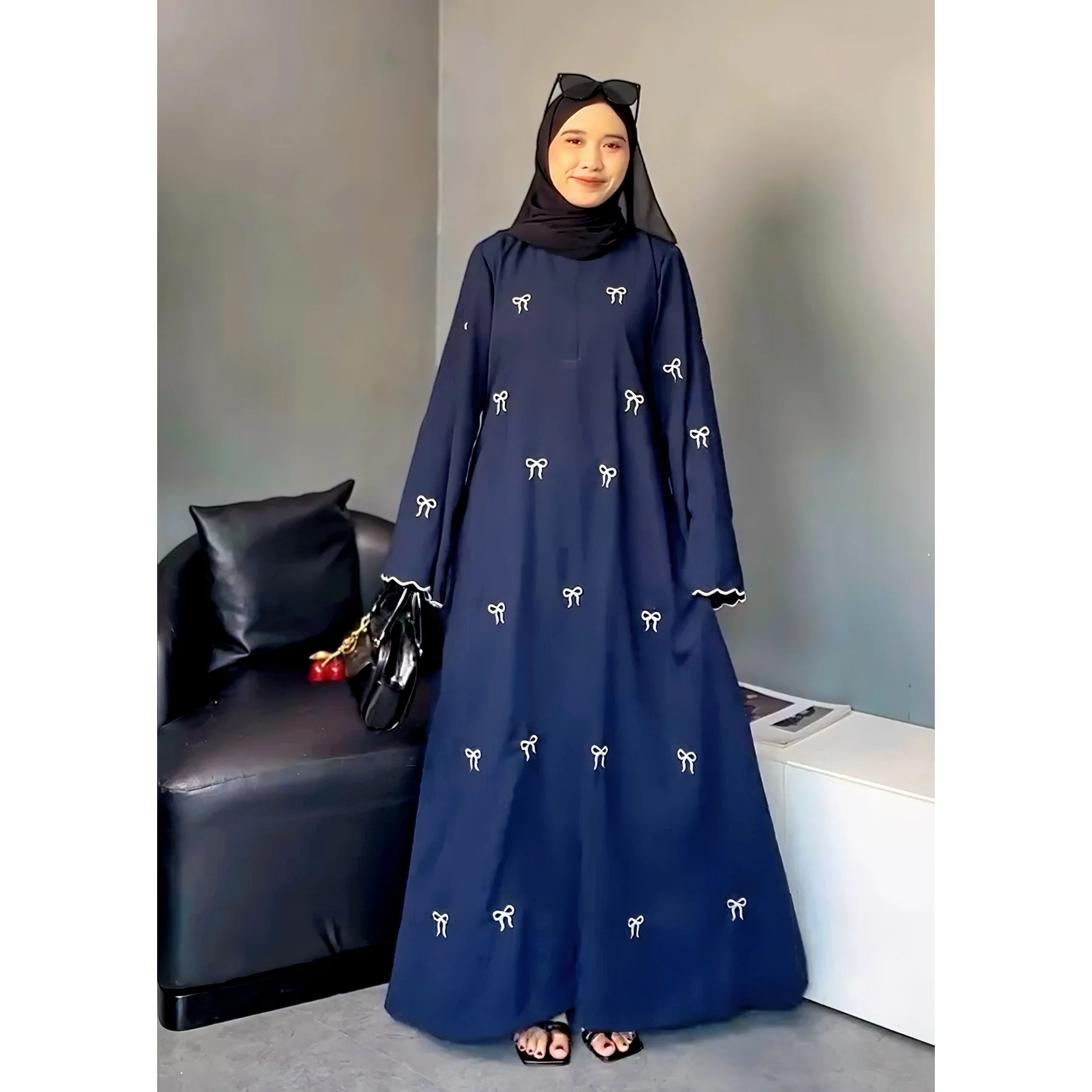 Papillon broderie Abayas pour femmes dubaï luxe musulman fermé Abaya Robe arabe turc islamique vêtements Ramadan Robe caftan