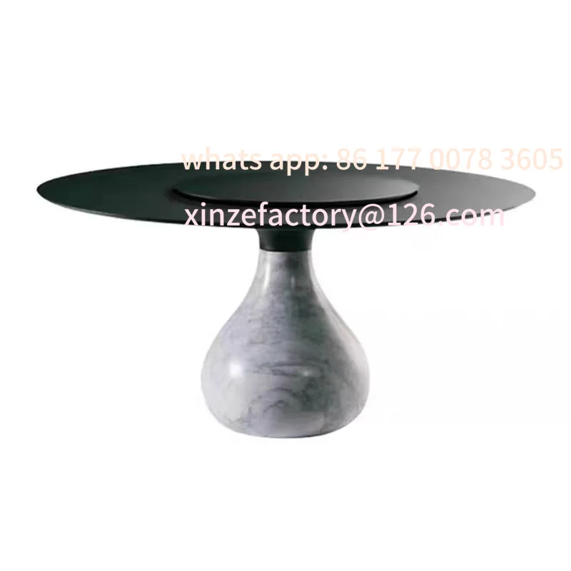 

Customizable Italian designer rock slab water drop shape dining table high-end villa hotel marble Rochburg round table dining ta