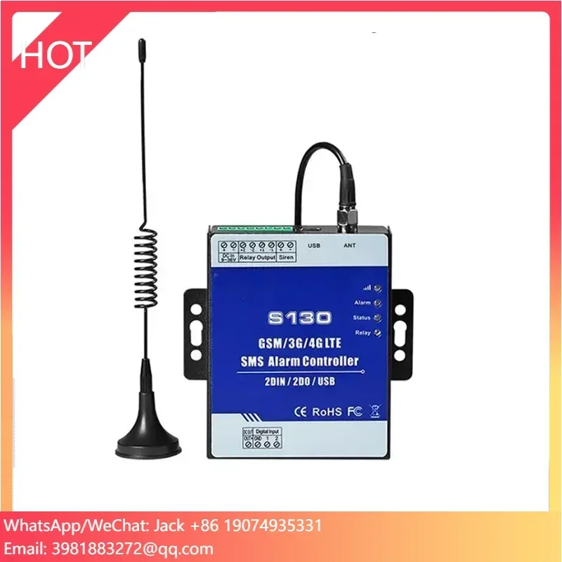 

Support Android IOS APP S130 2G Cellular 4G GSM Relay Switch 2 Relay Outputs 2 Digital Inputs SMS Alarm Controller