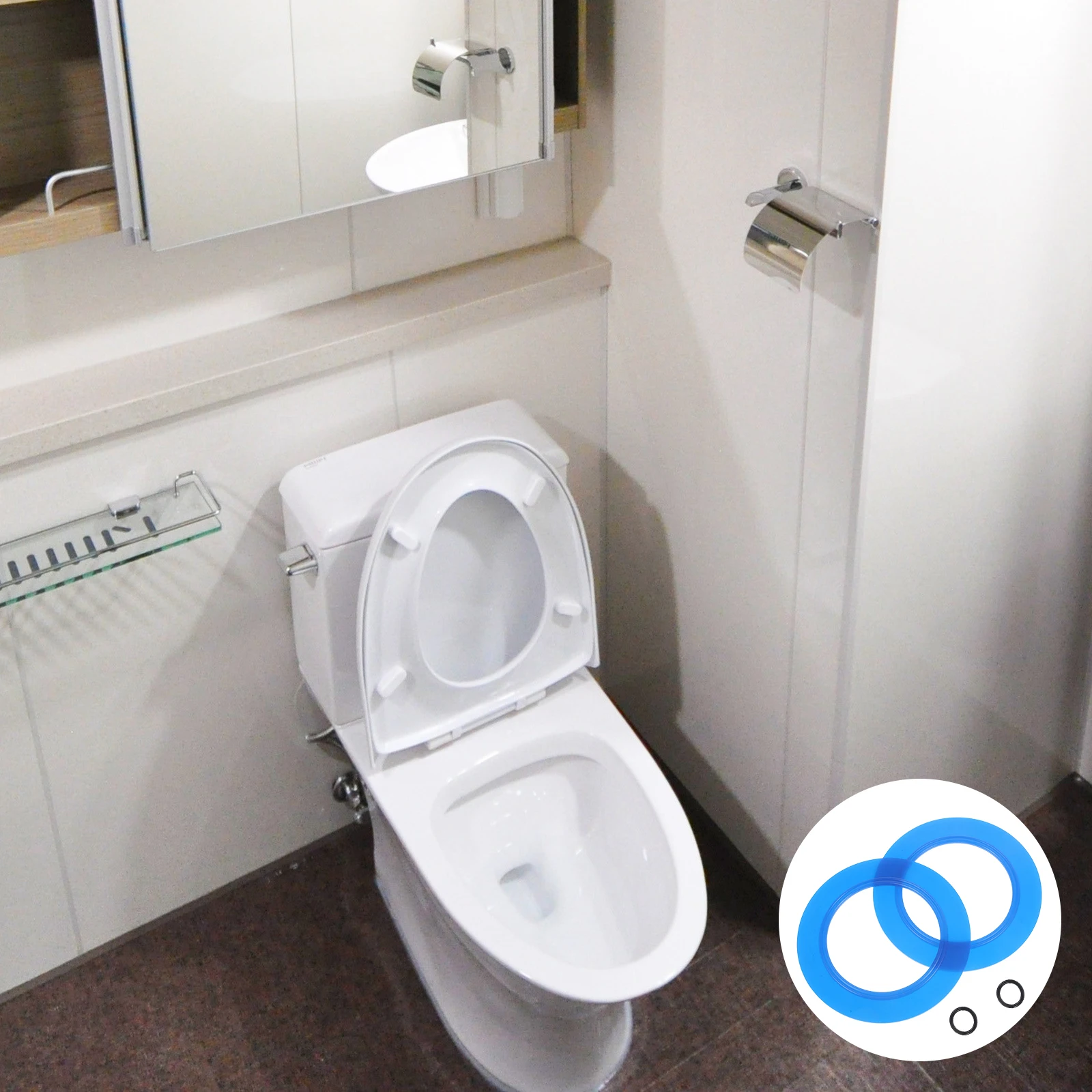 

2pcs Silicone Toilet Seal Cistern Tank Parts Replacement Kit Leakproof Durable Seal Ring for Bathroom