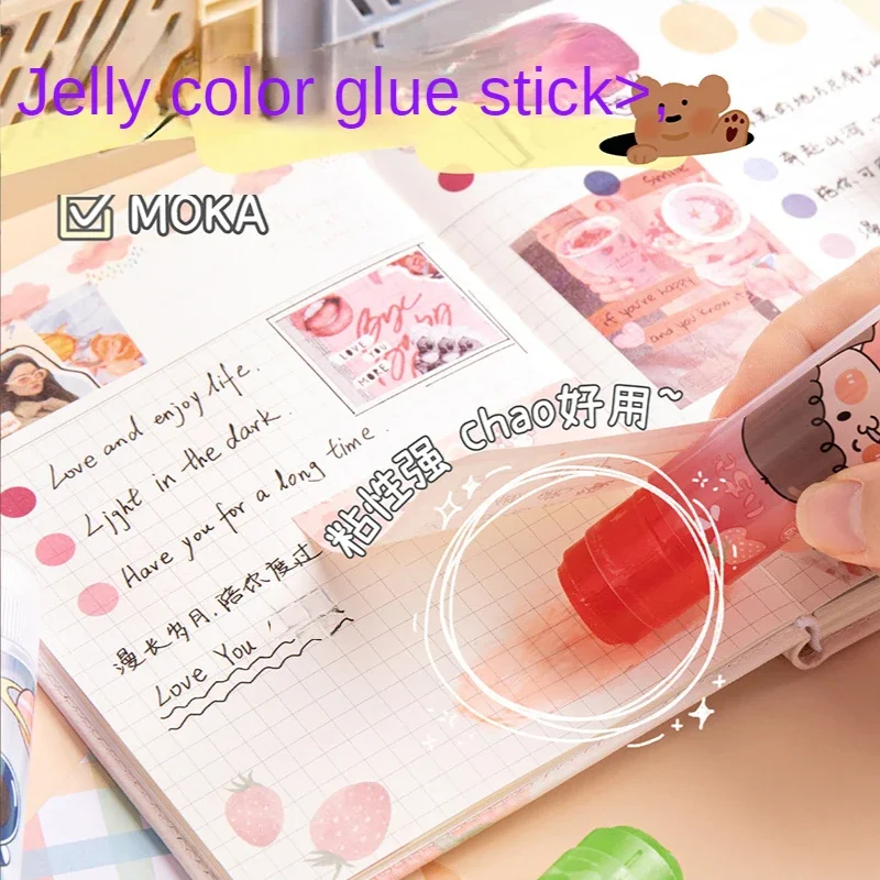 2024 Jelly Solid Glue Candy Transparent Crystal Color High Viscosity Stick for Students Glue School Supplies Office Supplies