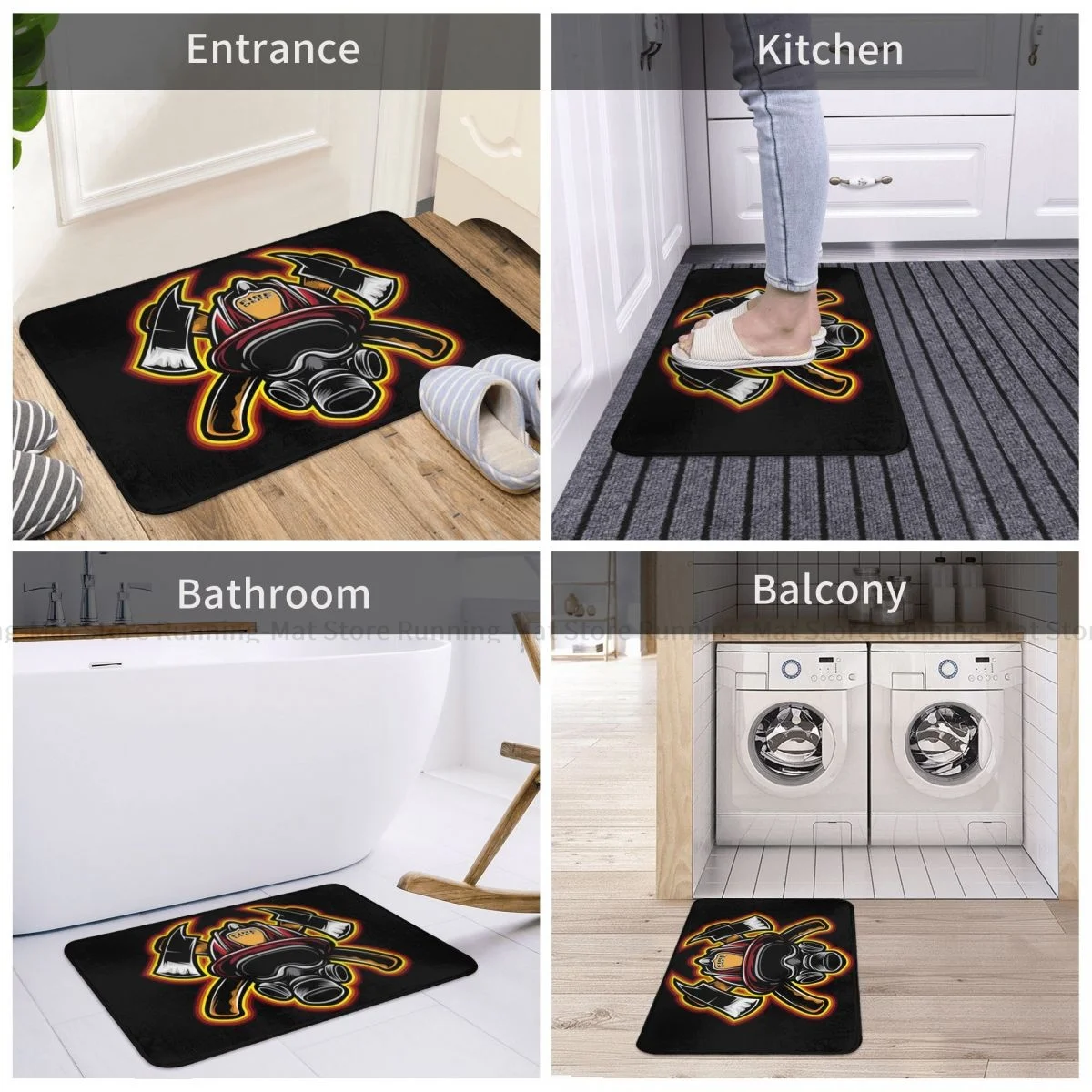 Fireman Fire Rescue Non-slip Doormat Firefighter Bath Bedroom Mat Prayer Carpet Home Modern Decor