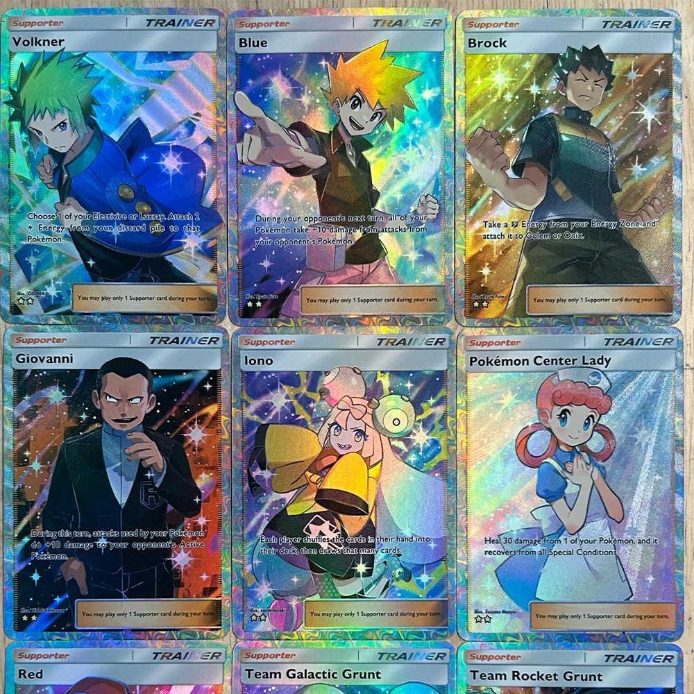 9 ピース/セットアニメコレクションカードトレーナーシンシアリーリードーンブルーグズマ屈折カラーフラッシュカードテクスチャ収集趣味のギフト