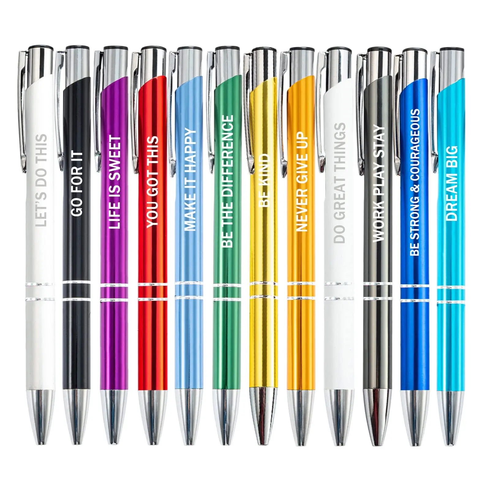 Imagem -02 - Canetas Esferográficas com Tinta Preta Citações Inspiradoras Motivacionais Snarky Tela Touch Stylus Escritório Escrituras Encorajadoras 12 Pcs