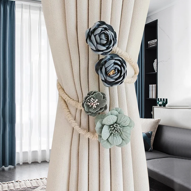 2Pcs Modern Handmade Creative Versatile Flower And Branch Curtain Ties Suitable For Home Decoration In Living Room And Bedroom